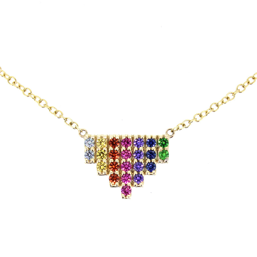 14KT yellow gold necklace with 0.36ctw multi-colored sapphir...