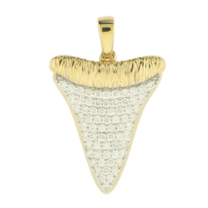 14KT yellow gold shark tooth pendant with 0.33ctw round diam...