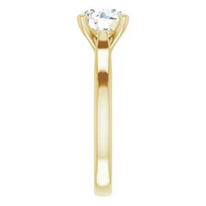 14KT Yellow Gold solitaire engagement ring for 7.4mm round
