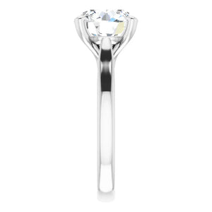14KT White Gold solitaire engagement ring for 9.4mm round
