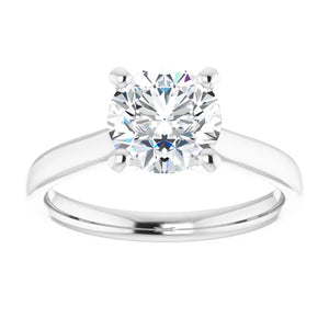 14KT White Gold solitaire engagement ring for 7.4mm round