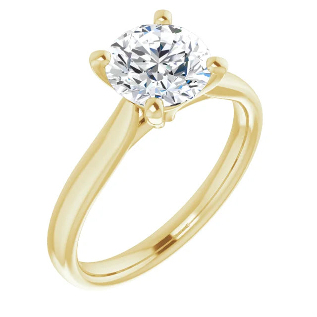 14KT Yellow Gold solitaire engagement ring for 7.4mm round