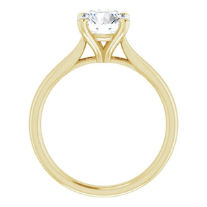 14KT Yellow Gold solitaire engagement ring for 7.4mm round
