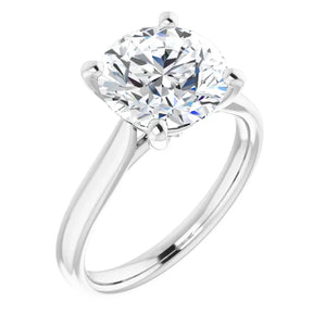 14KT White Gold solitaire engagement ring for 9.4mm round