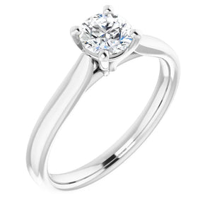 14KT White Gold solitaire engagement ring for 5.2mm round