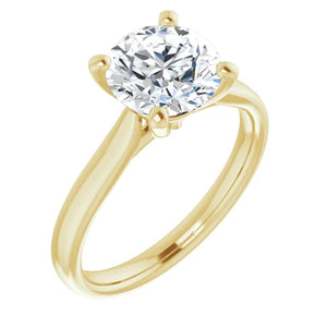 14KT Yellow Gold solitaire engagement ring for 8mm round
