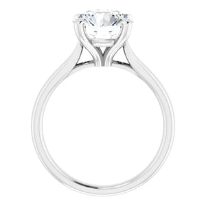 14KT White Gold solitaire engagement ring for 8.8mm round