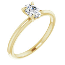 Load image into Gallery viewer, 14KT Yellow Gold solitaire engagement ring for 6X4mm oval

