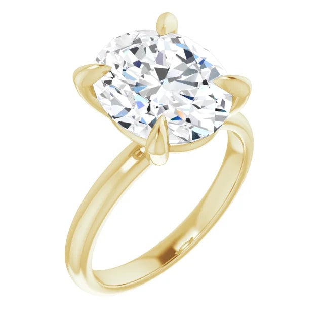 14KT Yellow Gold solitaire engagement ring for 12X10mm oval