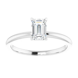 14KT White Gold solitaire engagement ring for 6X4mm emerald ...