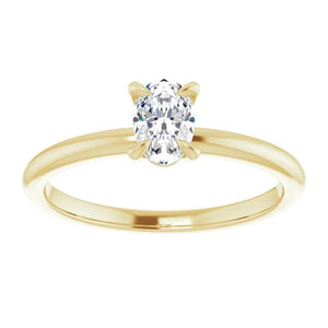 14KT Yellow Gold solitaire engagement ring for 6X4mm oval