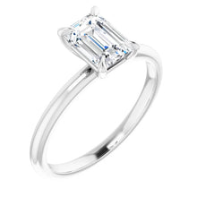 Load image into Gallery viewer, 14KT White Gold solitaire engagement ring for 7X5mm emerald ...
