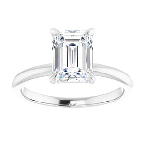 14KT White Gold solitaire engagement ring for 8X6mm emerald ...
