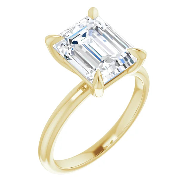 14KT Yellow Gold solitaire engagement ring for 10X8mm emeral...