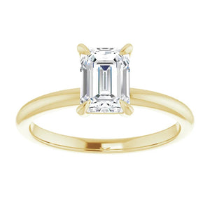 14KT Yellow Gold solitaire engagement ring for 7X5mm emerald...