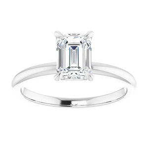 14KT White Gold solitaire engagement ring for 7X5mm emerald ...