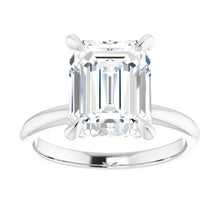Load image into Gallery viewer, 14KT White Gold solitaire engagement ring for 10X8mm emerald...
