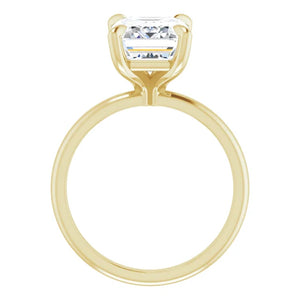 14KT Yellow Gold solitaire engagement ring for 10X8mm emeral...