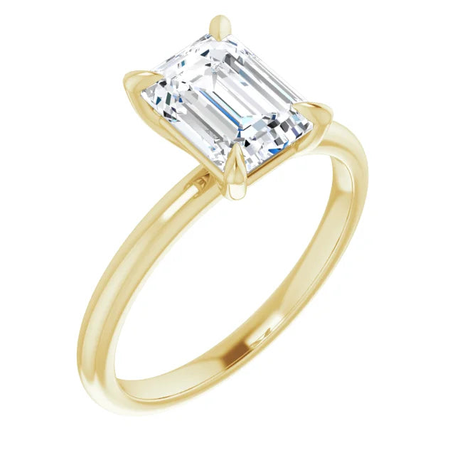 14KT Yellow Gold solitaire engagement ring for 8X6mm emerald...