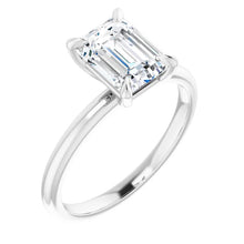Load image into Gallery viewer, 14KT White Gold solitaire engagement ring for 8X6mm emerald ...
