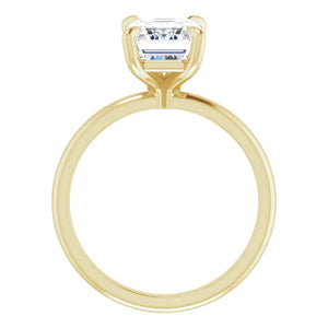 14KT Yellow Gold solitaire engagement ring for 9X7mm emerald...
