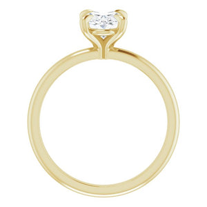14KT yellow gold solitaire engagement ring for 8x6mm oval ce...