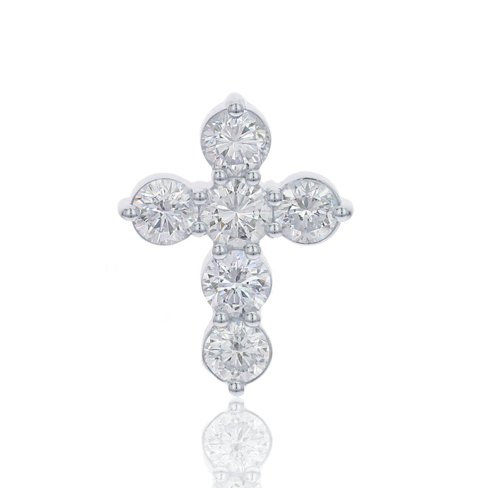 18KT white gold cross pendant with 1.95ctw round diamonds, G...