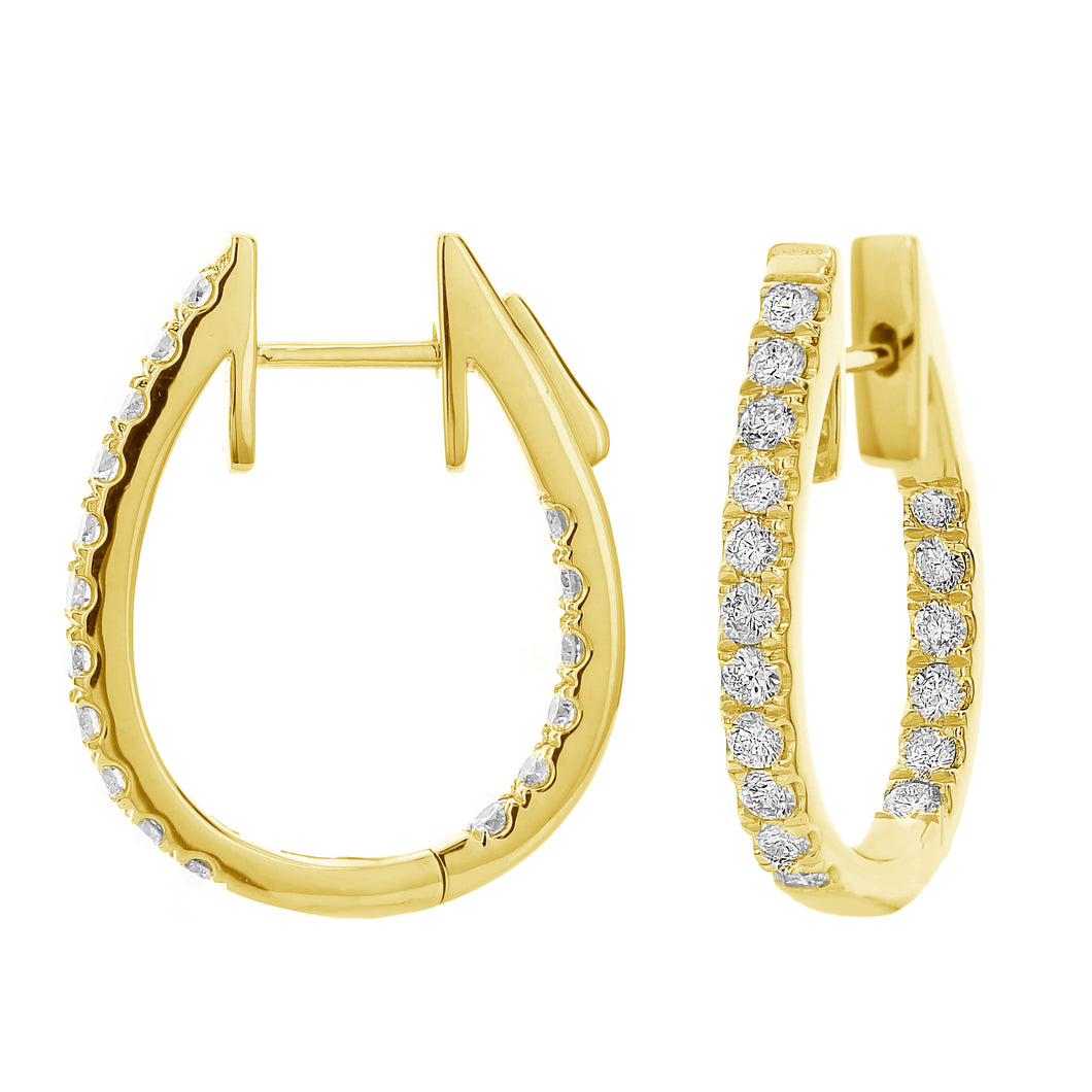 18KT yellow gold oval inside-out hoop earrings with 1.00ctw ...