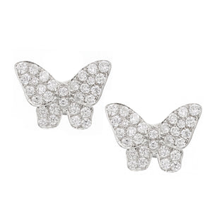 18KT white gold butterfly earrings with 0.45ctw round diamon...
