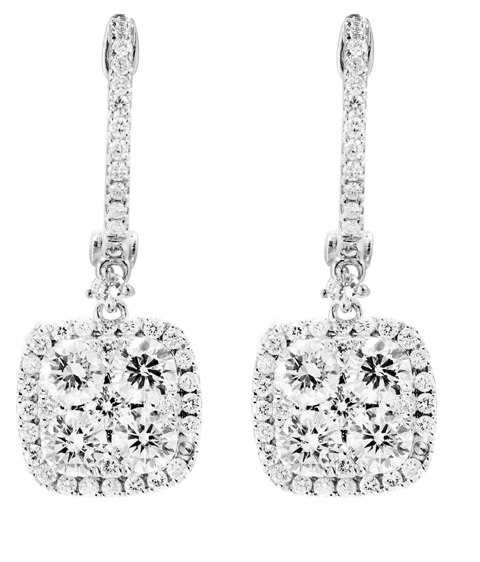 18KT white gold earrings with 1.76ctw round diamonds, H/I-SI...