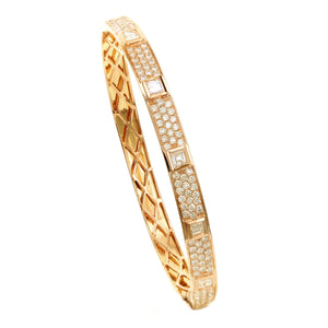 18KT yellow gold bangle bracelet with 1.00ct square baguette...