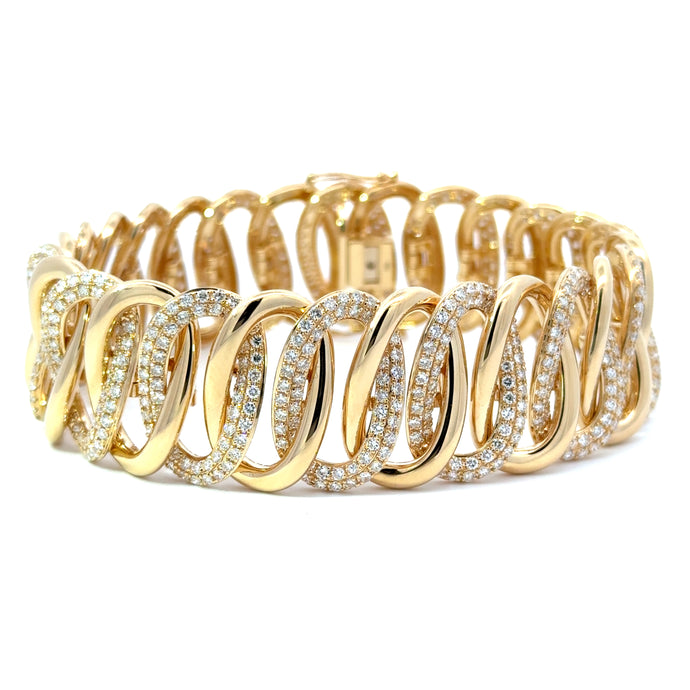 18KT yellow gold bracelet with 7.80ctw round diamonds, G/H-S...
