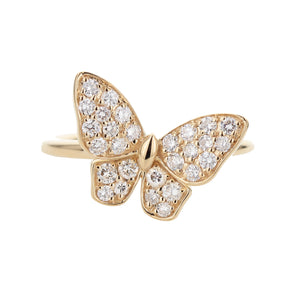 18KT yellow gold butterfly ring with 0.46ctw round diamonds,...