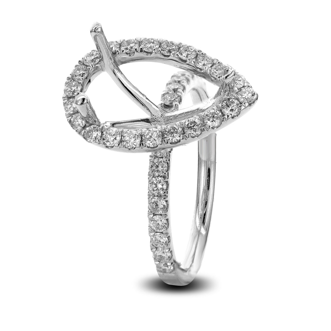 18KT white gold semi-mount with 0.70ctw round diamonds, H/I-...