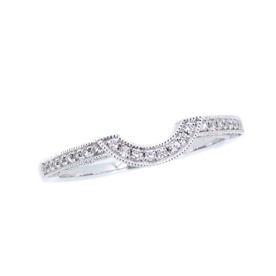 14KT white gold curved band with 0.20ctw round diamonds, G/H...