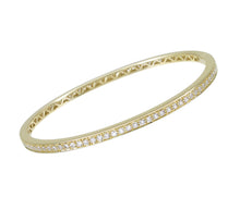Load image into Gallery viewer, 18KT yellow gold hinged eternity bangle with 1.35ctw round d...
