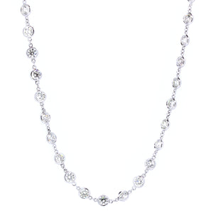 14KT white gold diamonds by the yard necklace with 12.00ctw ...