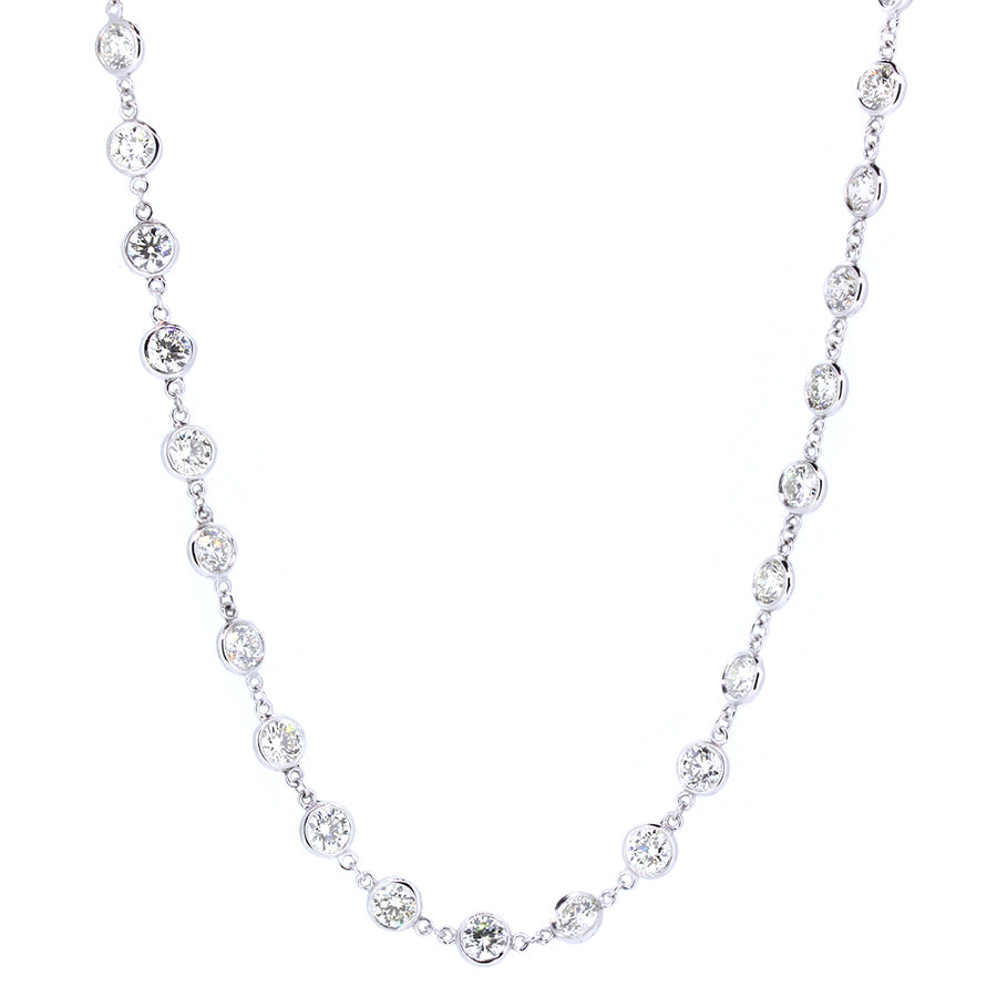 14KT white gold diamonds by the yard necklace with 12.00ctw ...
