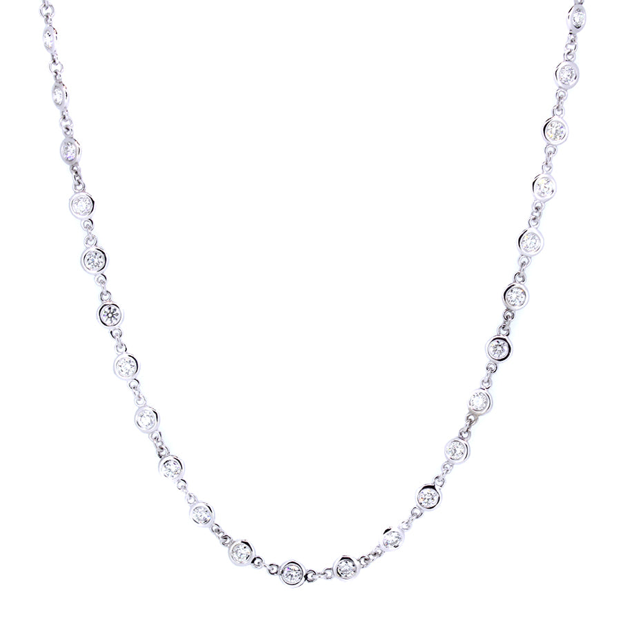 14KT white gold diamonds by the yard necklace with 3.50ctw r...
