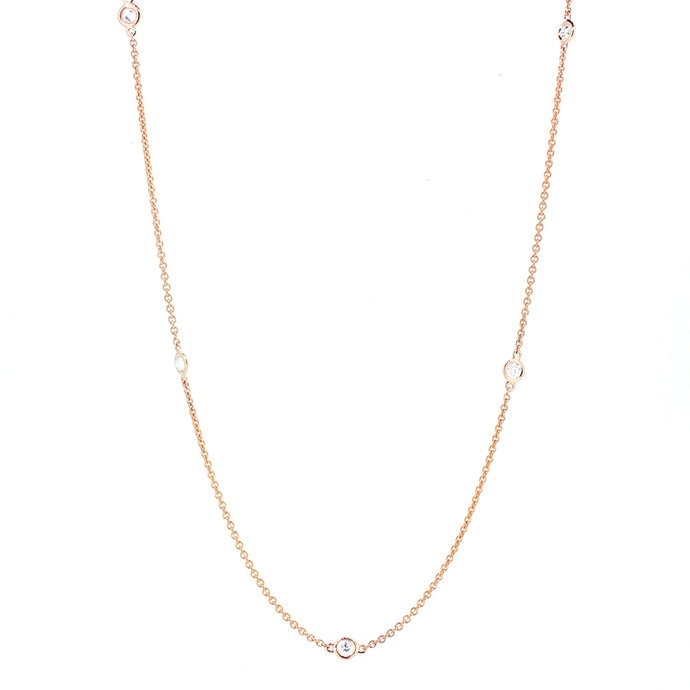 14KT rose gold diamonds by the yard chain with 0.18ctw round...