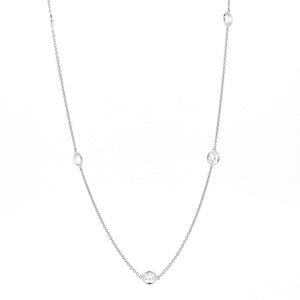14KT white gold diamonds by the yard chain with 1.50ctw roun...