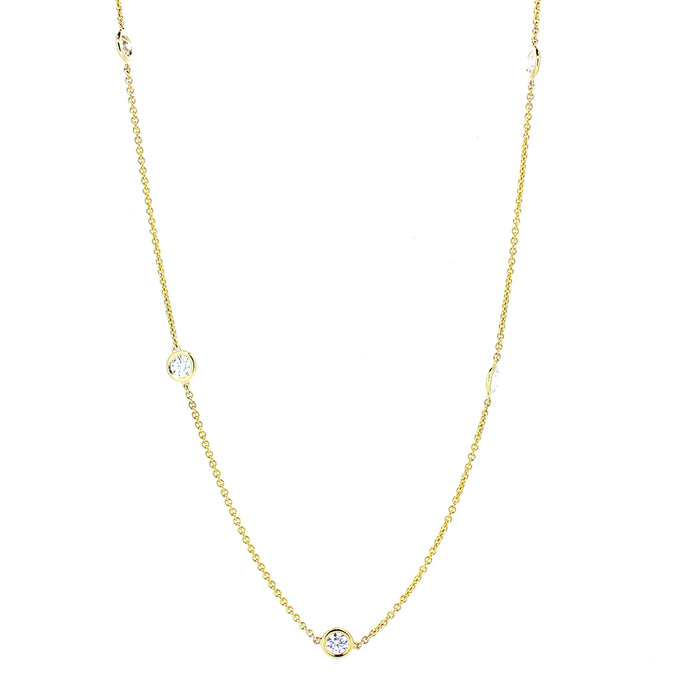 14KT yellow gold diamonds by the yard chain with 0.98ctw rou...