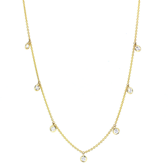 14KT yellow gold diamonds by the yard chain with 1.00ctw rou...