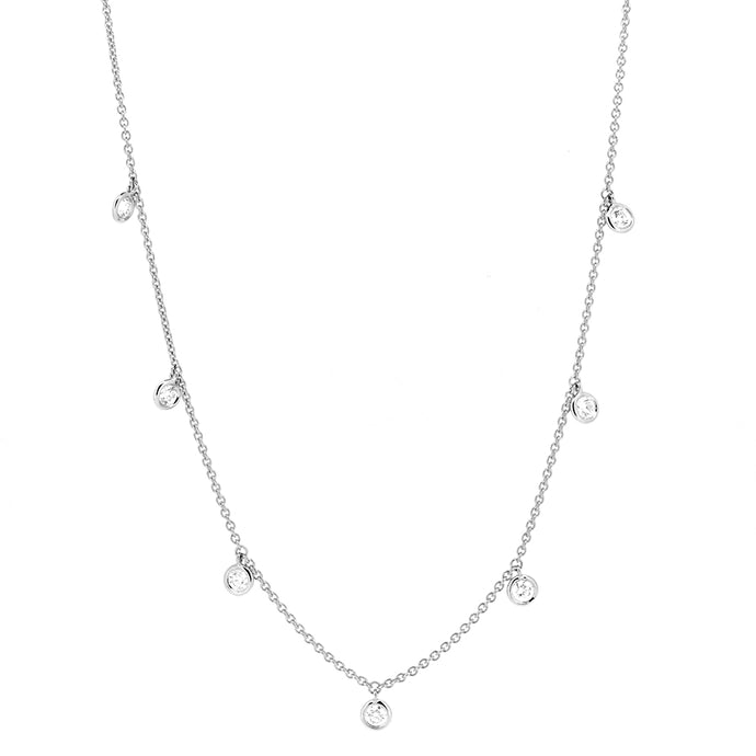 14KT white gold diamonds by the yard chain with 0.98ctw roun...