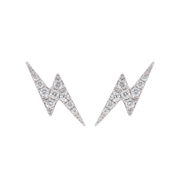 18KT White Gold Lightning Bolt Earrings with 0.14ctw diamond...