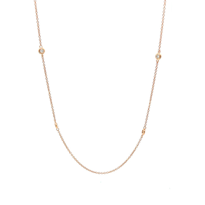 18KT rose gold pendant chain, cable link, 0.11ctw round diam...