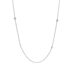 18KT white gold pendant chain, cable link, 0.11ctw round dia...