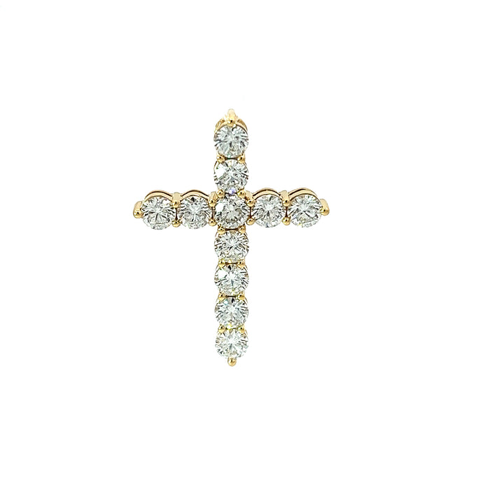 18KT yellow gold cross pendant with 1.81ctw round diamonds, ...