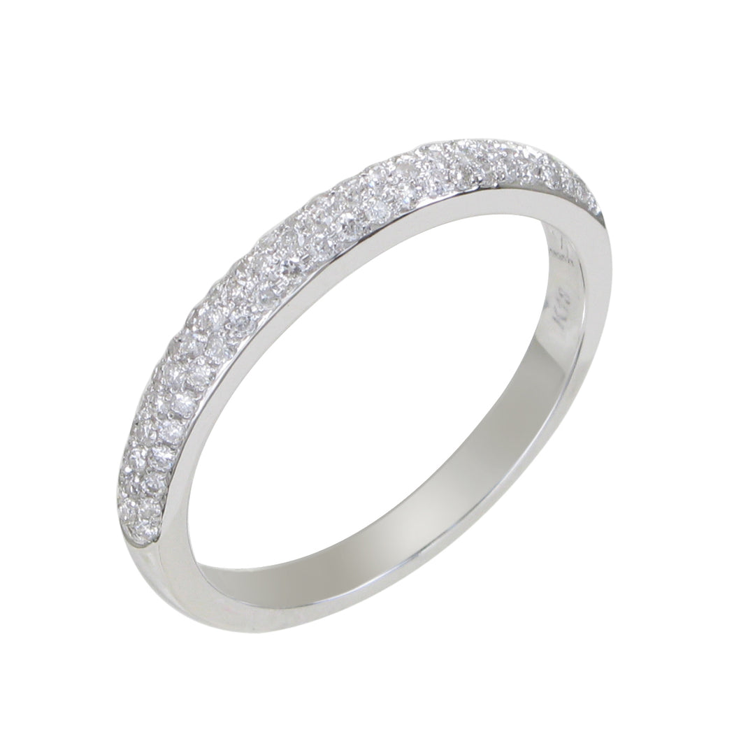 18KT white gold pave set band with 0.23ctw round diamonds, H...
