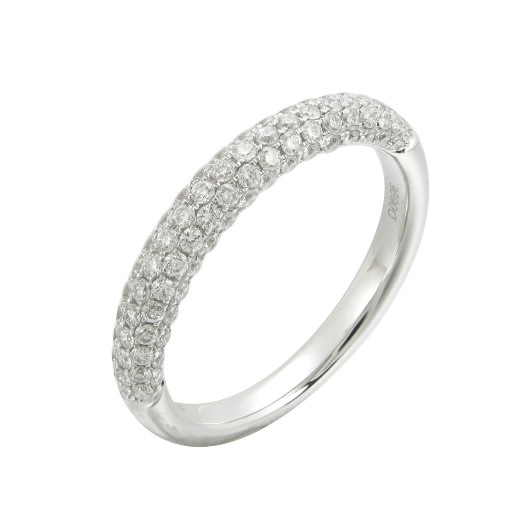 18KT white gold pave set band with 0.66ctw round diamonds, H...